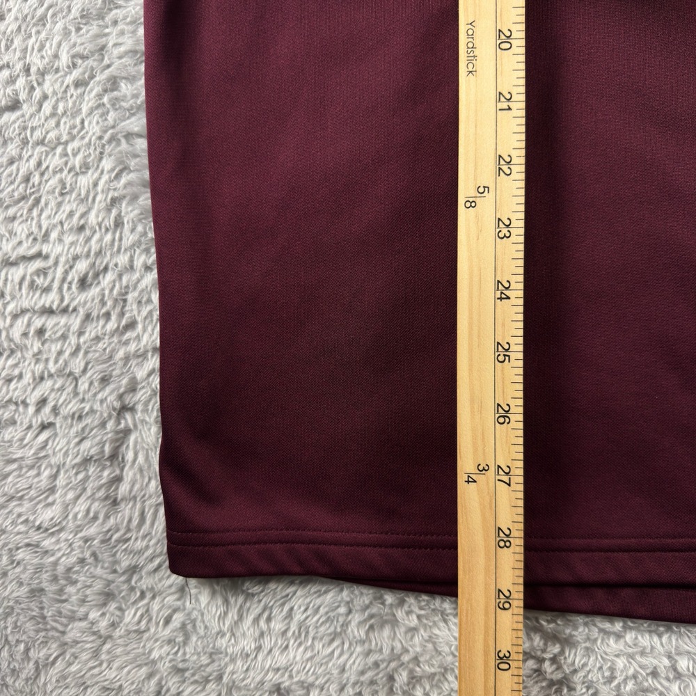Adidas Mens XL Climalite Quarter Zip Short Sleeve Polo Baseball Maroon - Picture 6 of 8